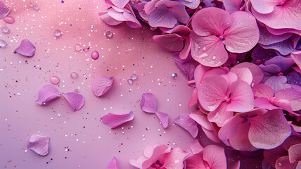 Obraz premium hydrangeas flowers with glitter bokeh background