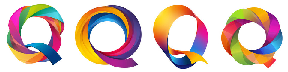 Letter Q with colorful gradients, Logo design, alphabet, isolated on a transparent background