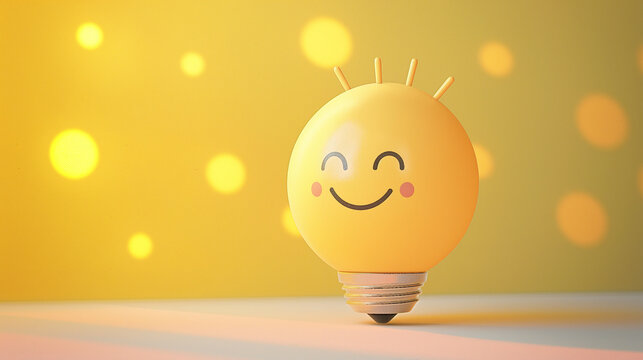 Cute Lightbulb 3D render