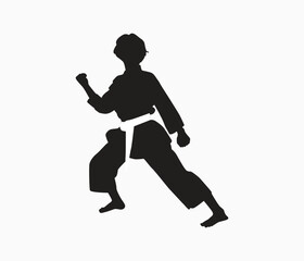 Fototapeta na wymiar vector hand drawn karate or martial arts silhouette set