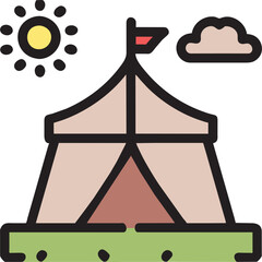 tent, icon colored outline