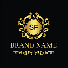 Fototapeta na wymiar Handwritten SF letters logo design with vector