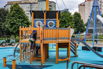 Fototapeta na wymiar Children playground in Goclaw area of Warsaw city, Poland