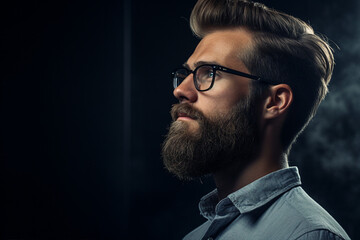 Created with generative AI picture of confident office worker IT specialist system administrator manager