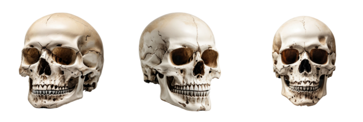 set of skull isolated on transparent background
