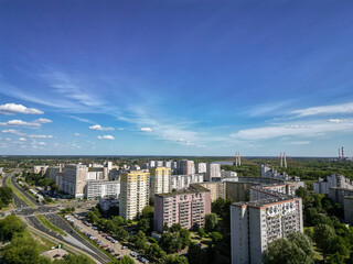 Fototapeta na wymiar Residential buildings in Goclaw area, subdistrict of Praga-Poludnie, Warsaw city, Poland