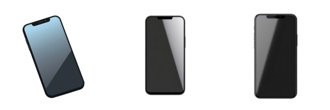 set of smartphone isolated on transparent background
