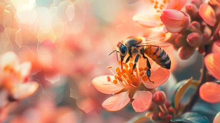 Zelfklevend Fotobehang close up of a bee on a flower © HUMANIMALS