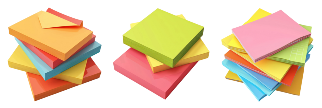 set of post it note sisolated on transparent background