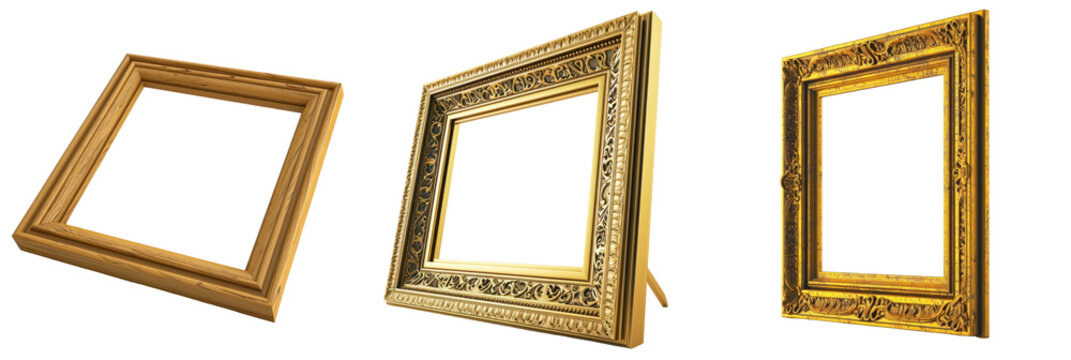 set of picture frame isolated on transparent background