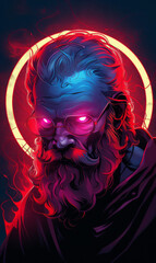 Cyberpunk Zeus: Majestic in Blue with Purple Eyes
