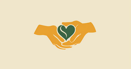 Charity, artwork and illustration of colourful hand holding a heart for support, relief and donations. Closeup, mockup and awareness poster or banner for background, wallpaper and digital design