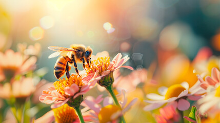 close up of a bee on a flower