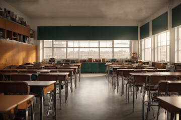 Fototapeta na wymiar High school classroom interior