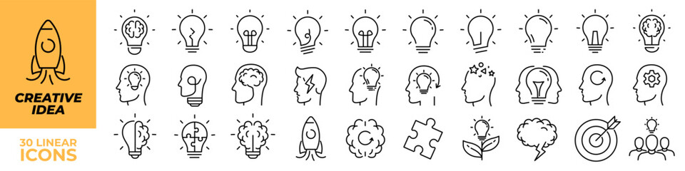 Idea icon. Creative idea icon. Creative idea set. Linear style. - 757309188