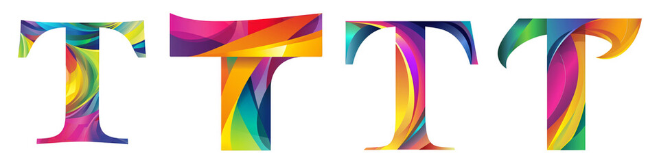 Letter T with colorful gradients, Logo design, alphabet, isolated on a transparent background - obrazy, fototapety, plakaty