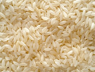 Abundance of Grains, A close-up view of a plentiful supply of uncooked rice grains, showcasing the staple food in its raw and natural state