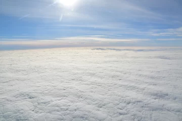 Runde Alu-Dibond Bilder Bereich Carpet of clouds from above sky travel jet