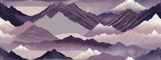 Foto auf Leinwand Abstract art landscape featuring mountains in soothing lavender colors, perfect for premium wallpaper, wall art, and high-end promotional material. © xKas