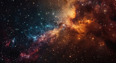 with outer space with stars, universes and galaxies on dark multicolored background