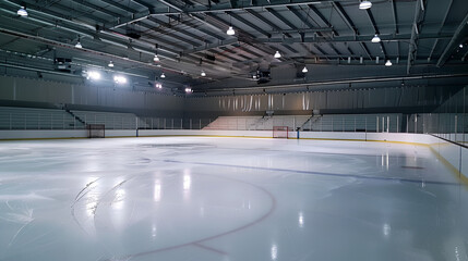 Hockey Ice Rink Sport Arena Empty Field - Stadium, Winter Sports Competition Venue, Sporting Event...