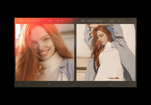 Analog Film Frame Photo Effect Mockup Template Retro Texture Vintage