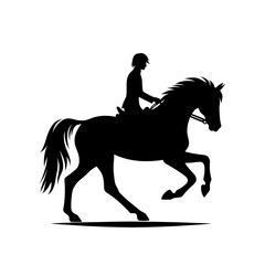 Black silhouette of a rider isolated on transparent background – Vector illustration of a person riding a horse