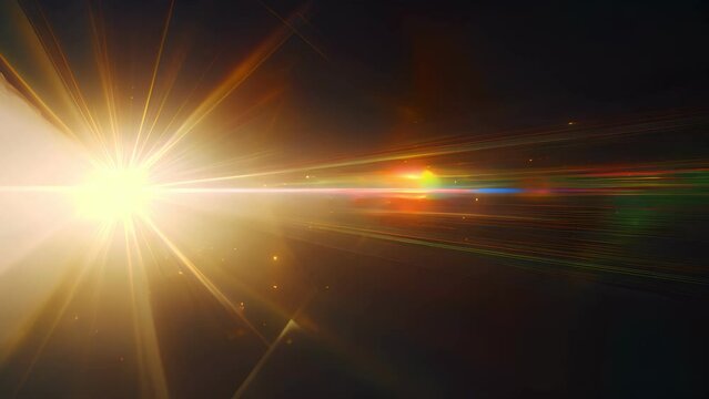 colorful light shining through a dark background. The light is bright and vibrant, creating a sense of energy and excitement. The colors are bold and vivid, making the scene feel dynamic and lively.