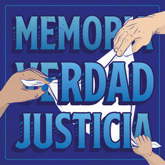 Memoria, verdad, justicia, Madres y Abuelas de Plaza de Mayo, Democracia en Argentina. - obrazy, fototapety, plakaty