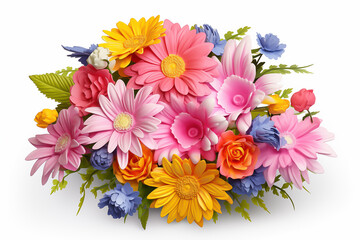 lovely bouquet of colorful flowers on white background