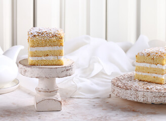 biscuit cake with butter cream dessert