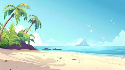 Fototapeta na wymiar Illustration of tropical island beach background.
