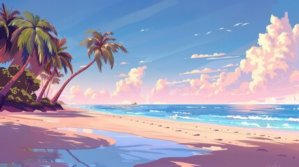Fototapeta na wymiar Illustration of tropical island beach background.