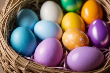 Naklejka na ściany i meble Pattern of vibrant colorful Easter eggs background