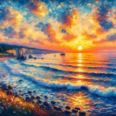 sunset landscape over the sea