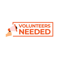 Volunteers needed banner for business, marketing and advertising. Vector illustration.