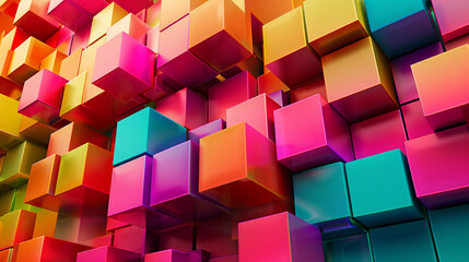 Obraz premium The shape of the 3D cube is arranged with a random height and causes a shadow effect on the edges of the cubes. 