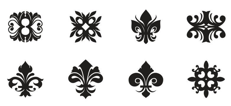 Set of various fleur de lis symbols and graphics