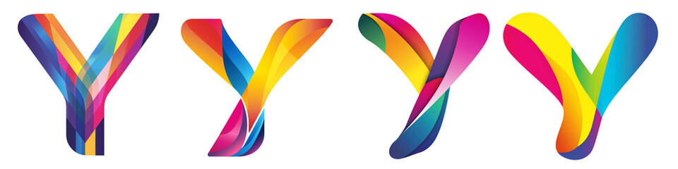 Letter Y with colorful gradients, Logo design, alphabet, isolated on a transparent background