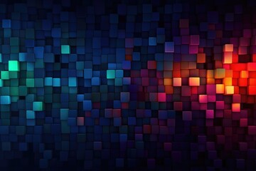 Pixelated digital noise, with random specks of multi-colored pixels against a dark background