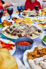 traditional dish of Central Asian cuisine beshbarmak