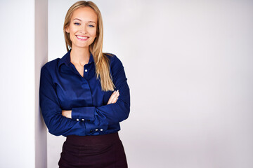 Mockup, portrait and businesswoman with smile, professional and confident with happiness. Female...