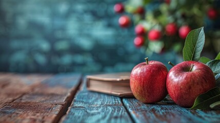 Two Apples on Wooden Table