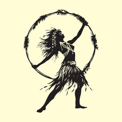 Hawaiian hula dancer young pretty woman. Vector illustration Stock Vector