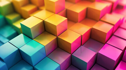 The shape of the 3D cube is arranged with a random height and causes a shadow effect on the edges of the cubes.
