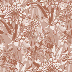 Obraz premium Pattern flower floral spring blossom illustration vector fabric textile design leaf leaves