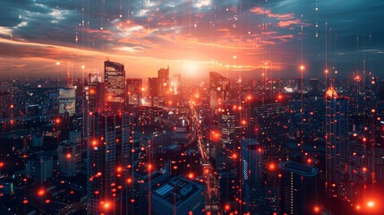 Obraz premium The energy of a cityscape at noon, where the paths of business travelers