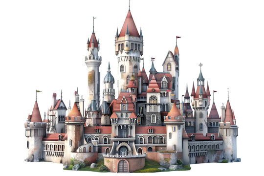 Fairytale Castle 3D Rendering Isolated on White Background