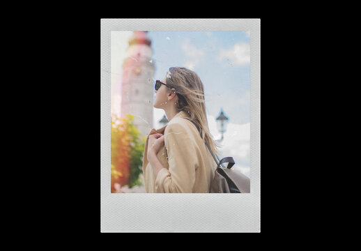 Instant Analog Film Frame Photo Effect Mockup Template Retro Texture Vintage