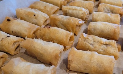 baked rolls with duck meat